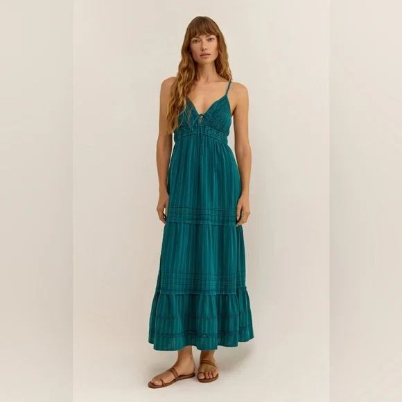 Z Supply Divinity Maxi Dress Teal - Picture 1 of 6